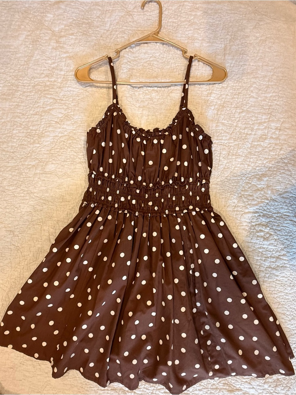 Abercrombie Brown Polka Dot Sundress with Smocked Waist
